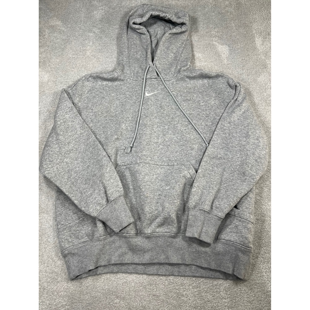 Nike Hoodie Medium Grey Center Mini Swoosh Oversized Boxy Sportswear Streetwear